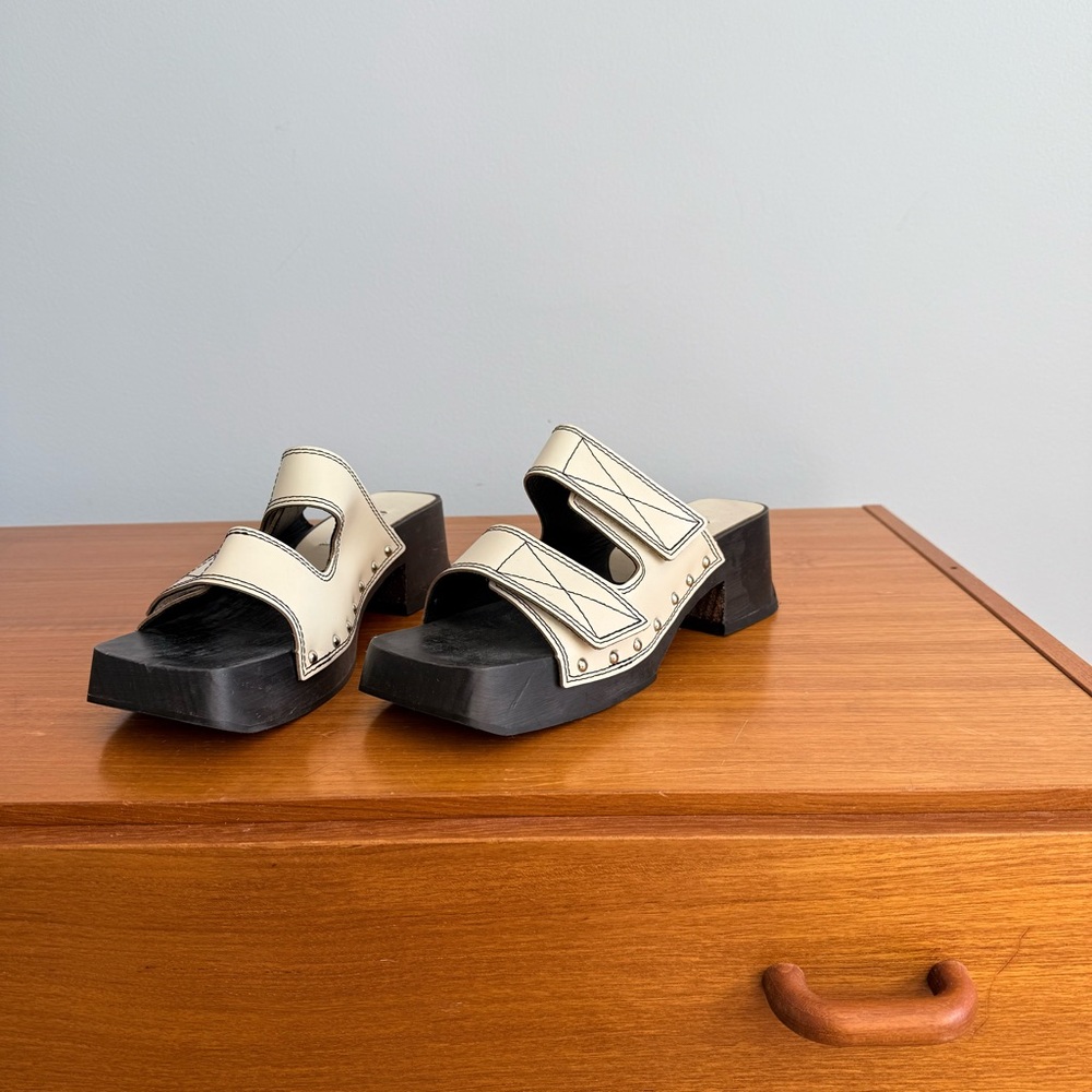 Miista Studded Chunky Platform Clog Square Toe Sandals